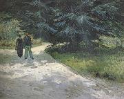 Public Garden with Couple and Blue Fir Tree :The Poet's Garden III (nn04)